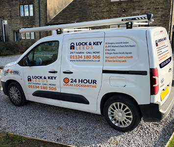 A Leeds Lock & Key van arriving at a property in Leeds, West Yorkshire